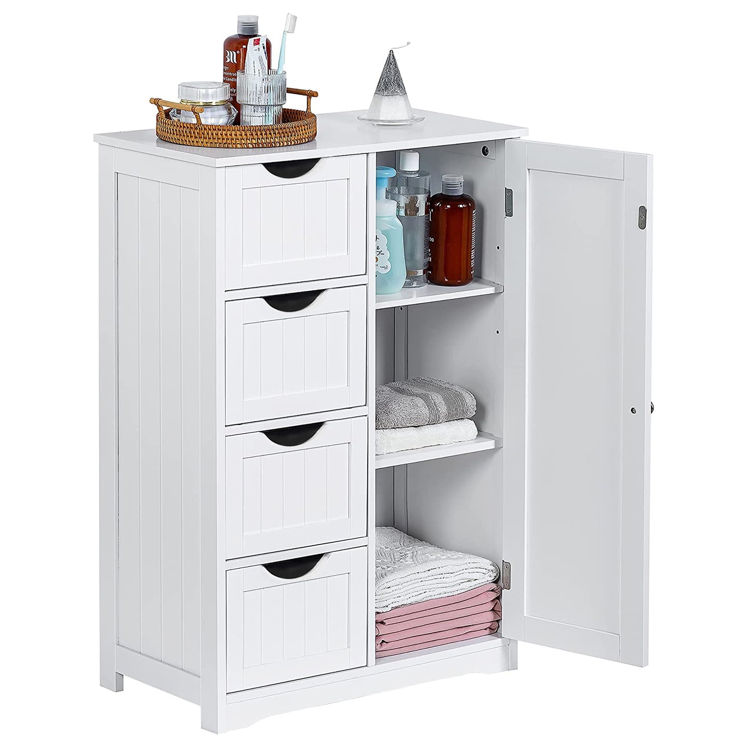ALPULON Storage Cabinet Wooden 4 Drawer Bathroom Entryway Cupboard, White