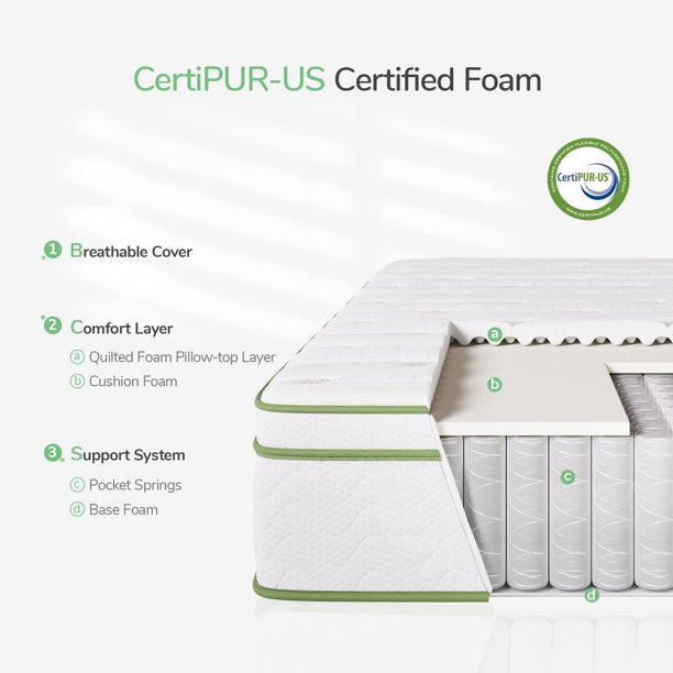 ALPULON 8in Hybrid Mattress, Queen