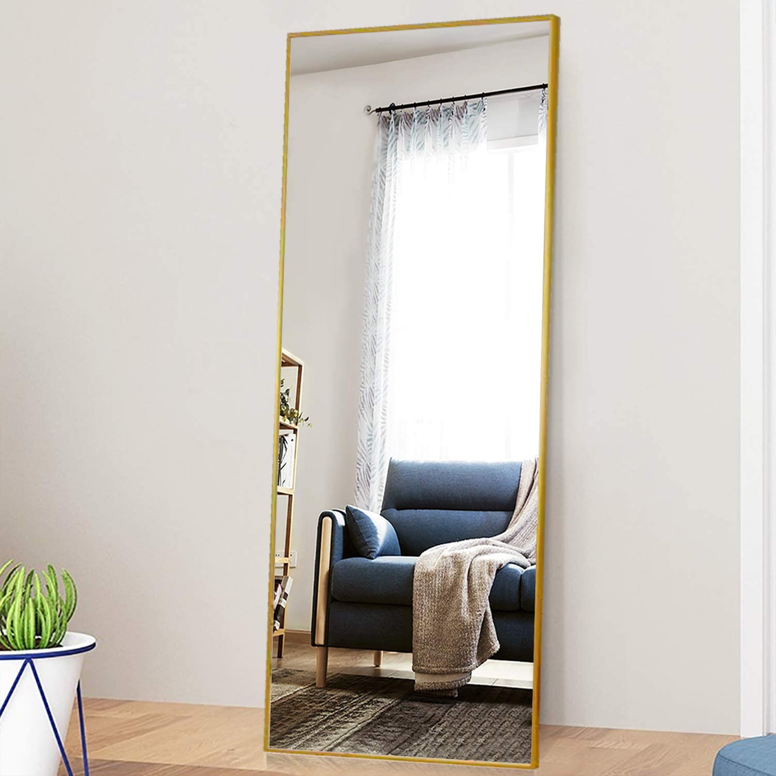 ALPULON 65 inch Full Length Mirror Rectangle Body Floor Mirror, Gold