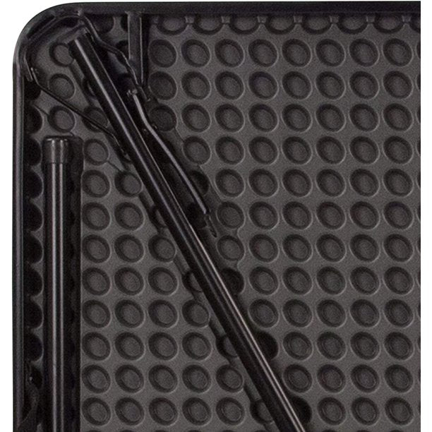 ALPULON Furniture Dunham 2.83-Foot Square Bi-Fold Dark Gray Plastic Folding Table with Carrying Handle