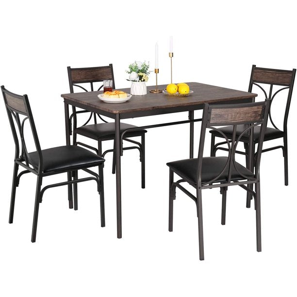 5 Piece Indoor Modern Rectangular Table Dining Set for 4