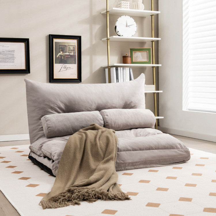 ALPULON Ultimate Comfort: Adjustable Floor Sofa Bed with Lumbar Support Pillows