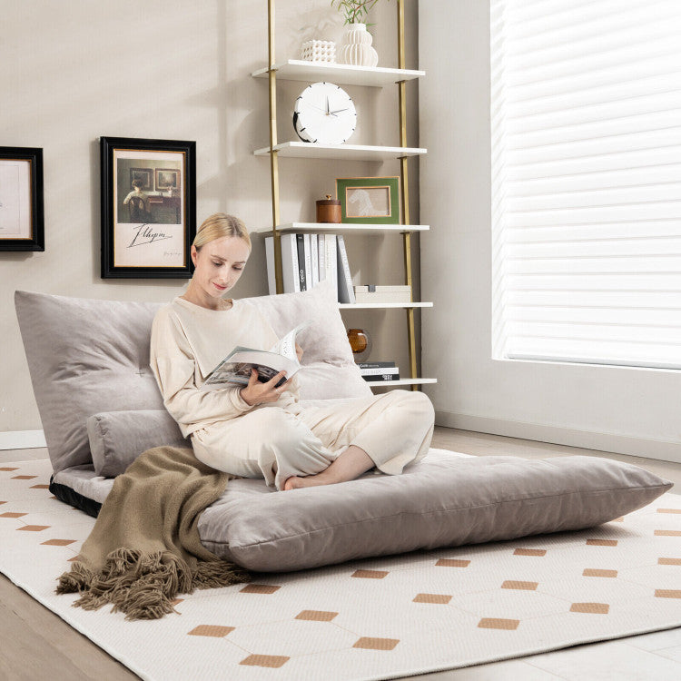 ALPULON Ultimate Comfort: Adjustable Floor Sofa Bed with Lumbar Support Pillows