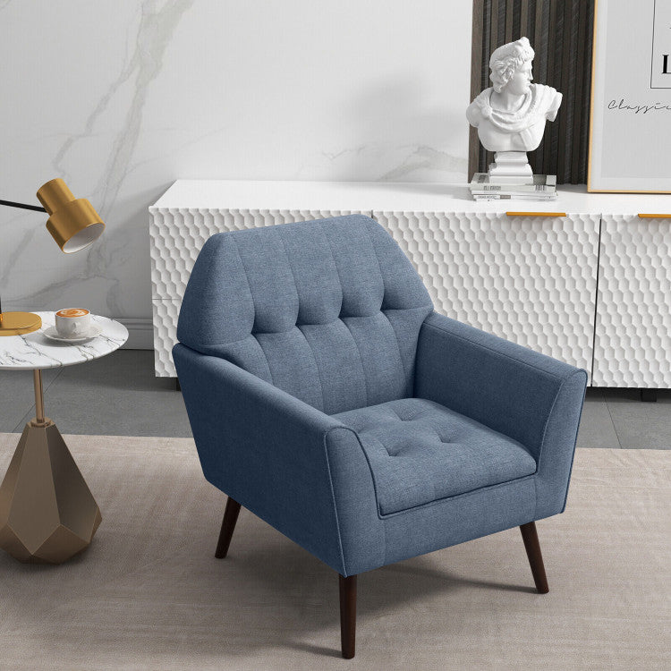 ALPULON Chic Comfort: Sleek Fabric Accent Chair with Elegant Rubberwood Legs