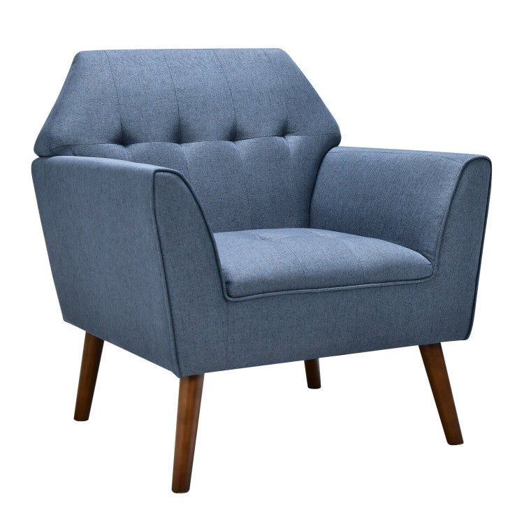 ALPULON Chic Comfort: Sleek Fabric Accent Chair with Elegant Rubberwood Legs