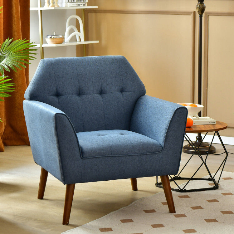 ALPULON Chic Comfort: Sleek Fabric Accent Chair with Elegant Rubberwood Legs