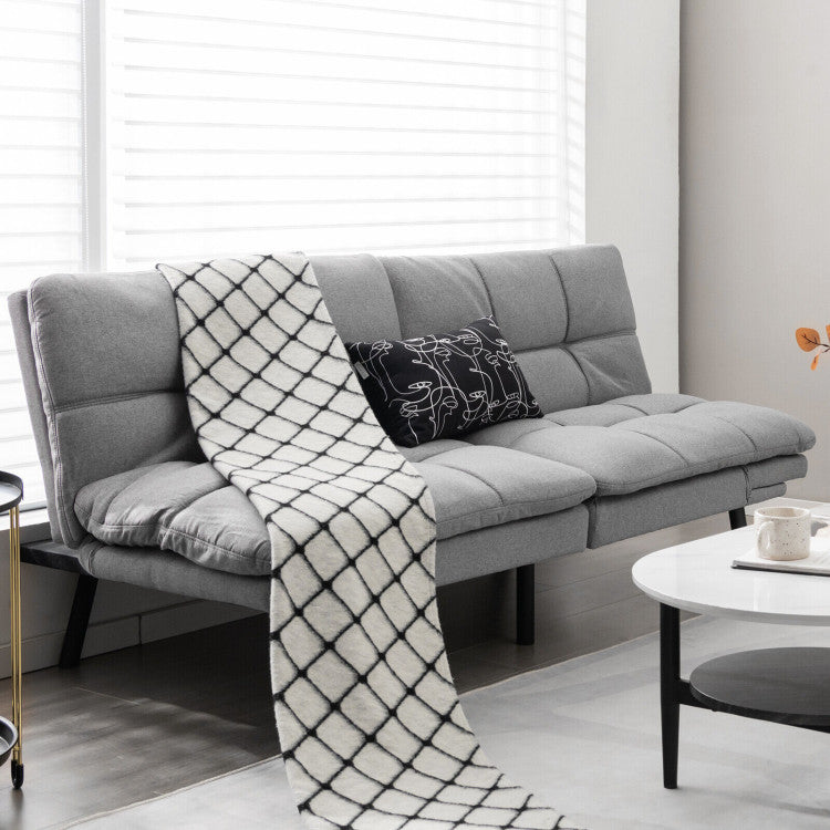 ALPULON Convertible Memory Foam Futon Sofa Bed with Adjustable Armrest, Gray