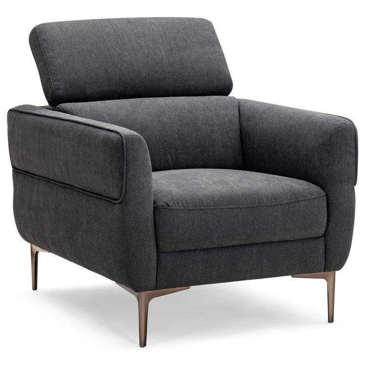 ALPULON Sleek Single Sofa: Modern Upholstery with Adjustable Headrest