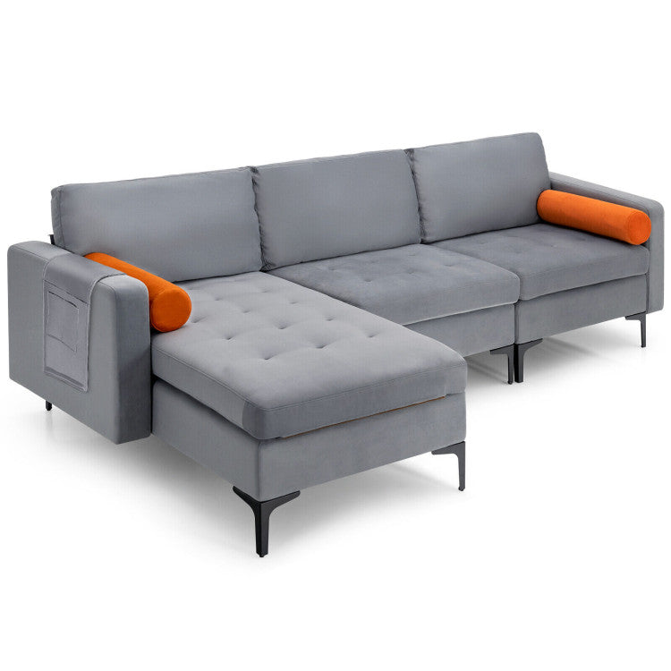 ALPULON Modular L-shaped 3-Seat Sectional Sofa with Reversible Chaise and 2 USB Ports