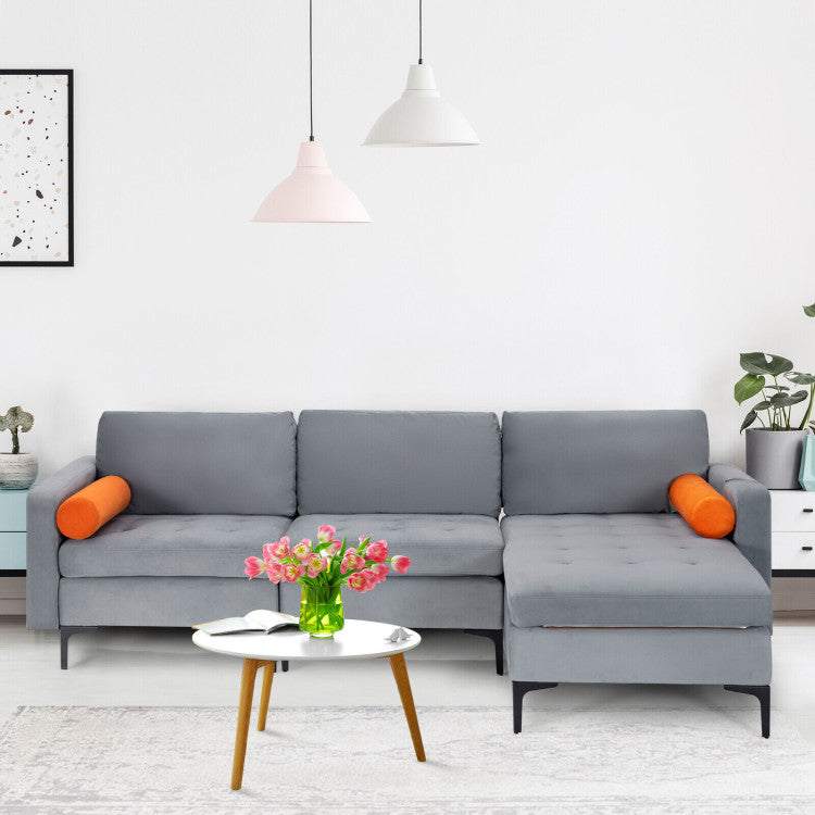 ALPULON Modular L-shaped 3-Seat Sectional Sofa with Reversible Chaise and 2 USB Ports