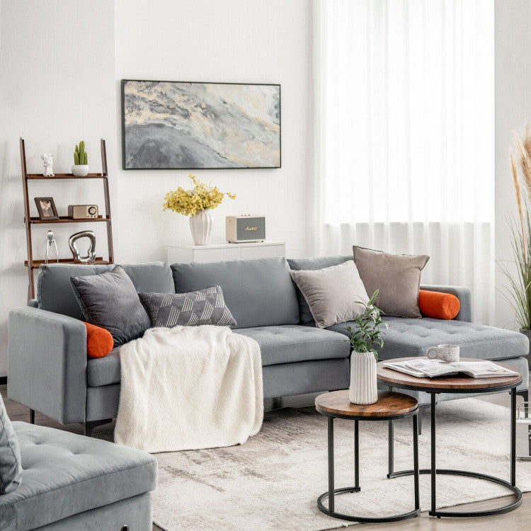 ALPULON Modular L-shaped 3-Seat Sectional Sofa with Reversible Chaise and 2 USB Ports
