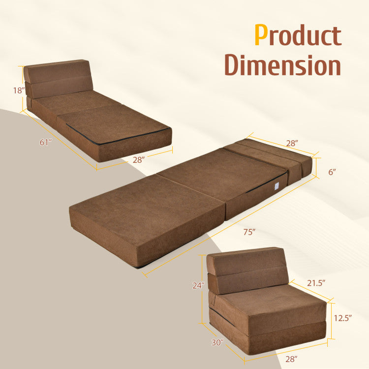 ALPULON Tri-fold Folding Sleeper Sofa Bed for Living Room Bedroom