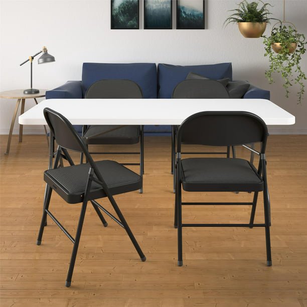 ALPULON Folding Chair, Black, 4 Count
