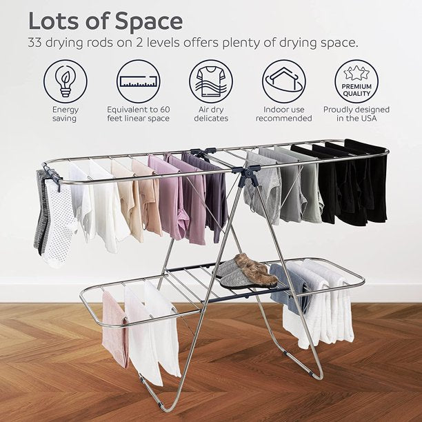 Foldable Clothes Drying Rack, Large