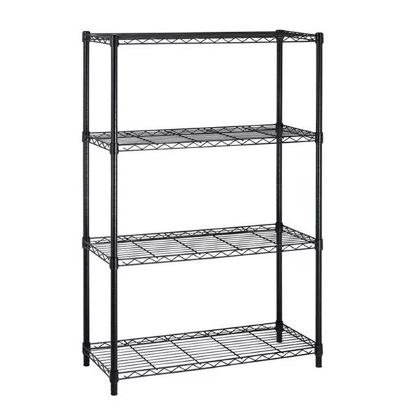 ALPULON 4 Shelf Wire Shelving Metal Storage Shelves Heavy Duty Height Adjustable, Black