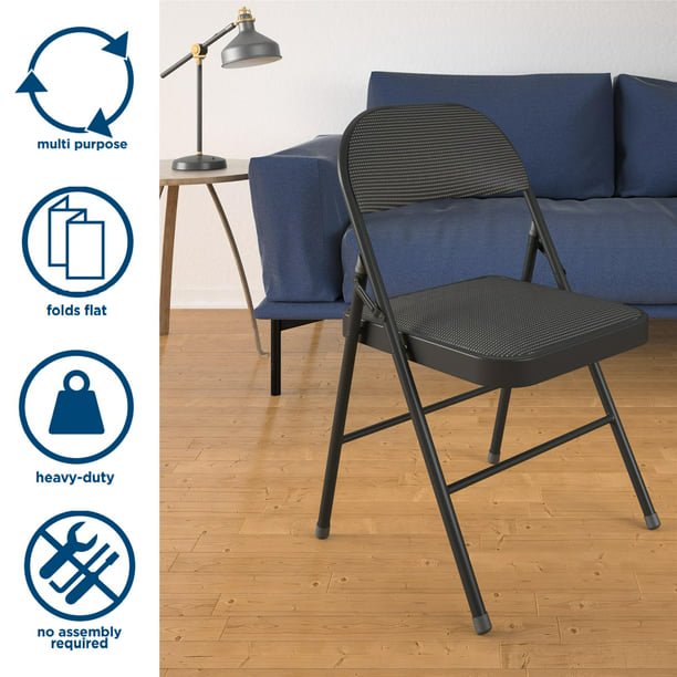 ALPULON Folding Chair, Black, 4 Count