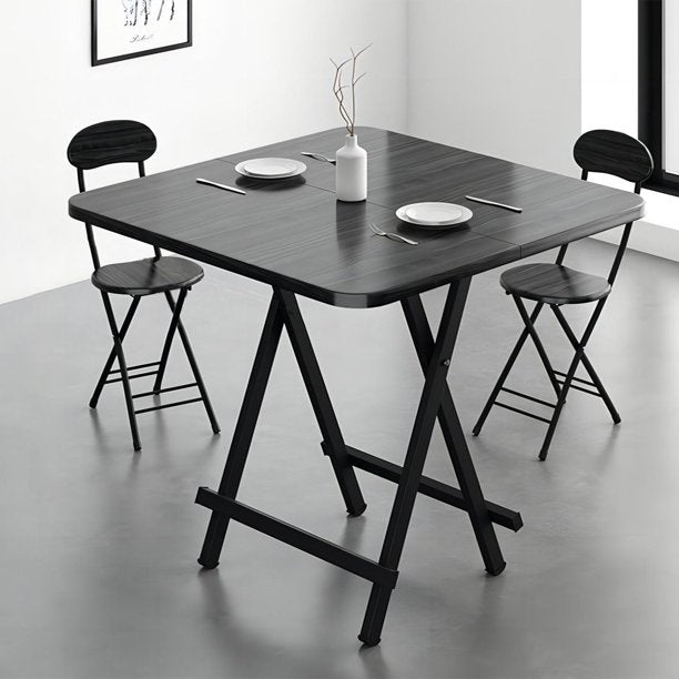 ALPULON Square Folding Table Portable Indoor Outdoor Picnic Party Dining Camp Tables, Black