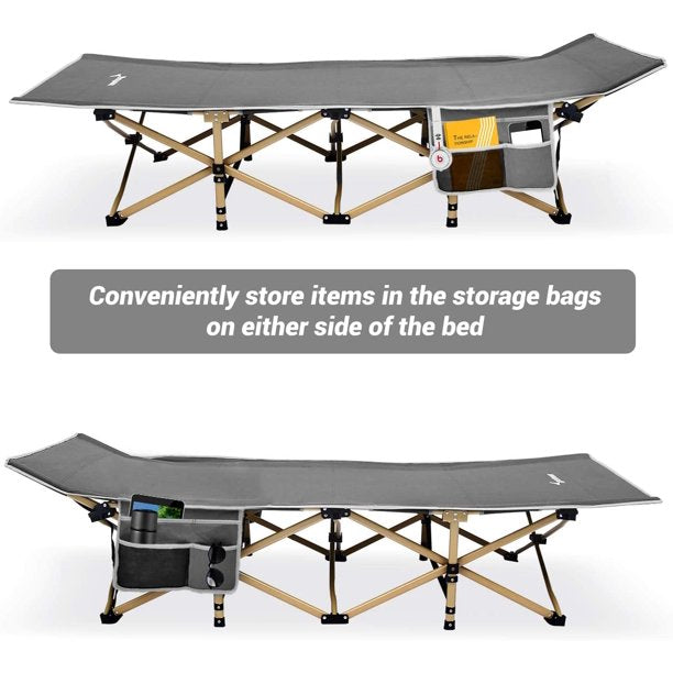 ALPILON Folding Camping Cot,Oversize 31.5in Width Camping Cot with Pad,Cots for Sleeping