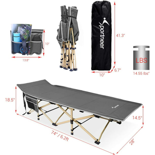 ALPILON Folding Camping Cot,Oversize 31.5in Width Camping Cot with Pad,Cots for Sleeping