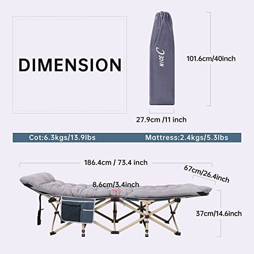 ALPULON Camping Cot Portable Folding Bed