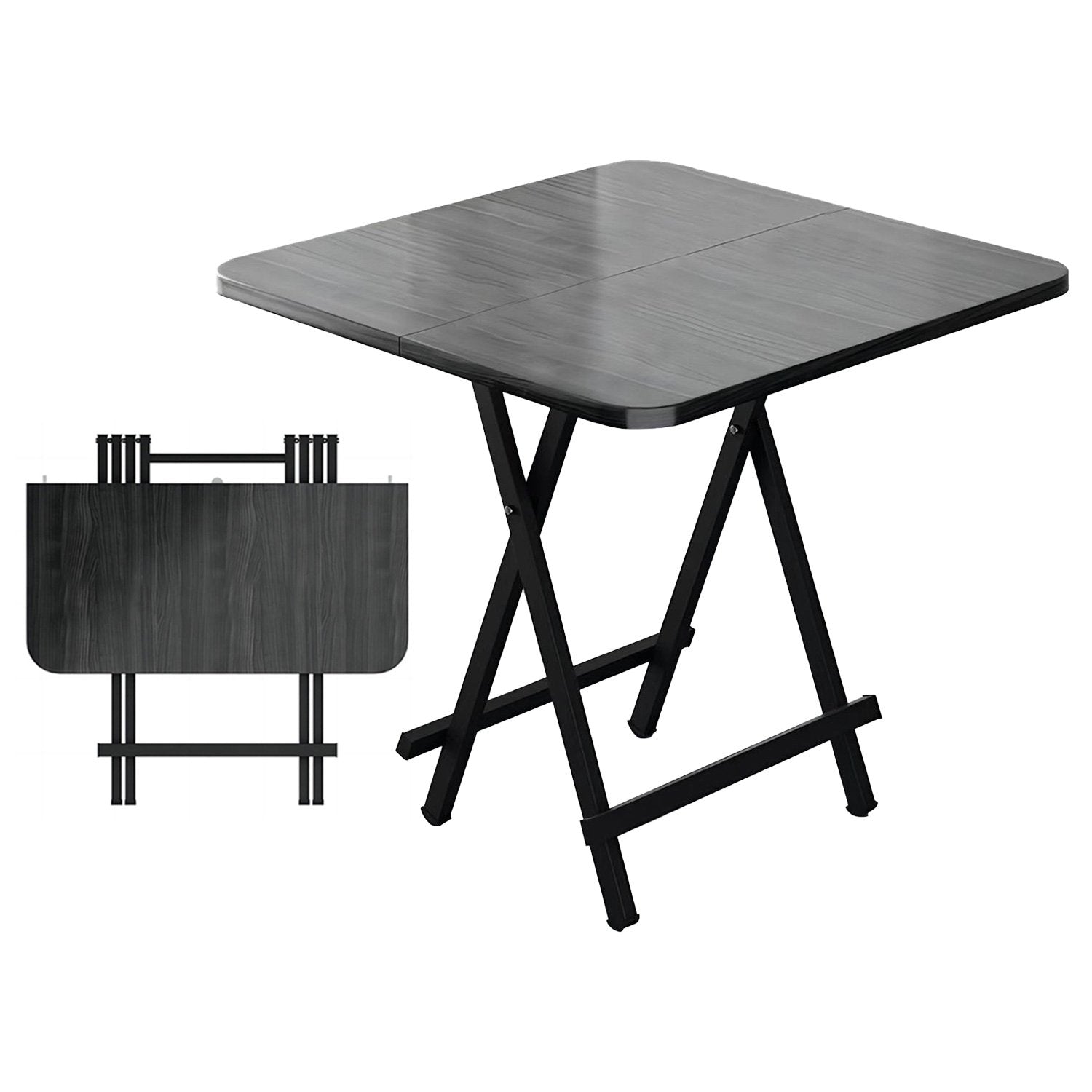 ALPULON Square Folding Table Portable Indoor Outdoor Picnic Party Dining Camp Tables, Black