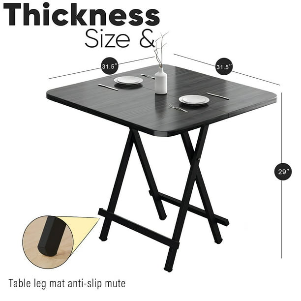ALPULON Square Folding Table Portable Indoor Outdoor Picnic Party Dining Camp Tables, Black
