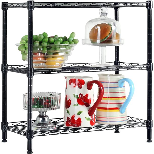 3 Shelf Wire Shelving Unit Adjustable Storage Shelving