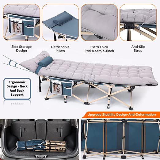 ALPULON Camping Folding Cot Portable Folding Bed