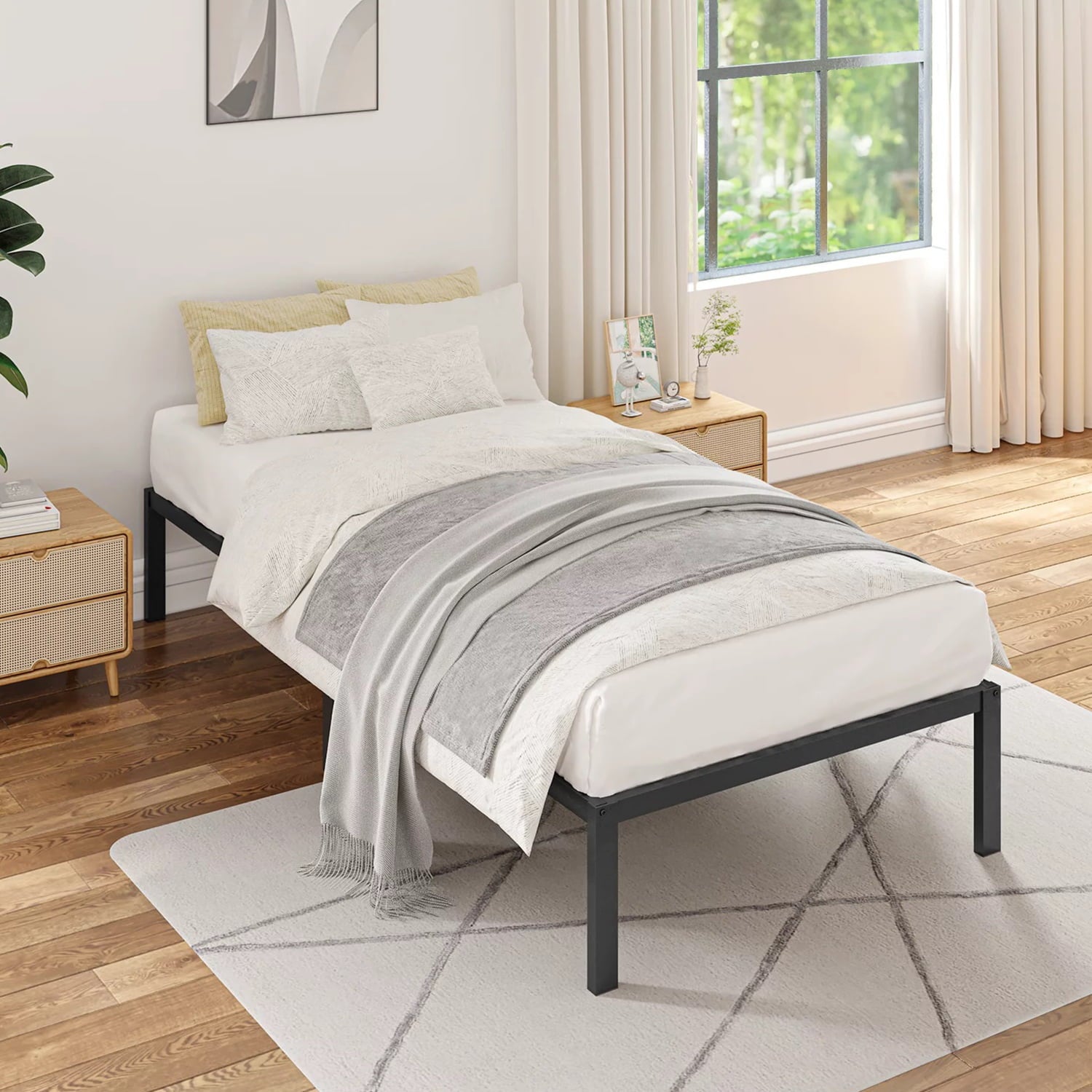ALPULON Metal Bed Frame Twin Size Bed Frame, Black