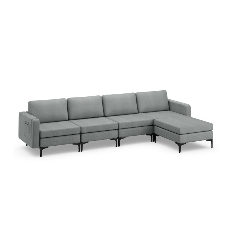 ALPULON Modular L-shaped Sectional Sofa with Reversible Ottoman and 2 USB Ports