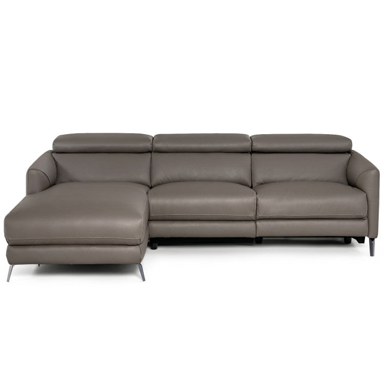 ALPULON Leather Air Power Reclining Sectional Sofa with Adjustable Headrests