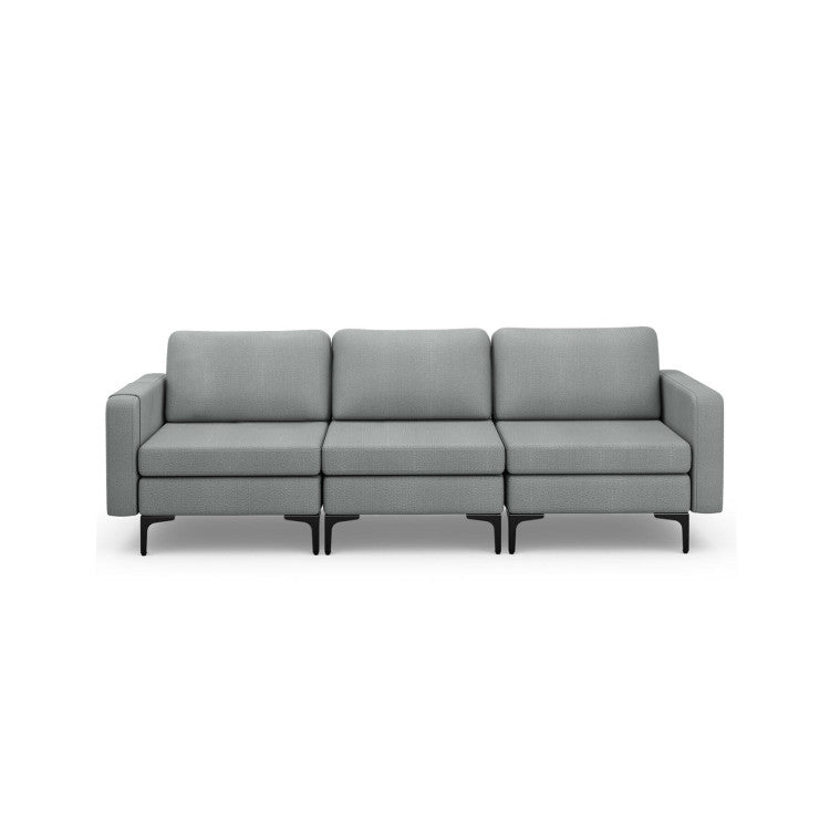 ALPULON Convertible Leather Sofa Couch with Magazine Pockets 3-Sea Gary