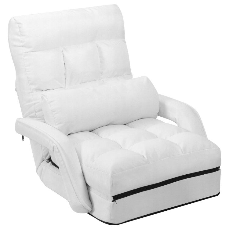 ALPULON Ultimate Comfort: Foldable Lazy Sofa Chair with Armrests & Pillow