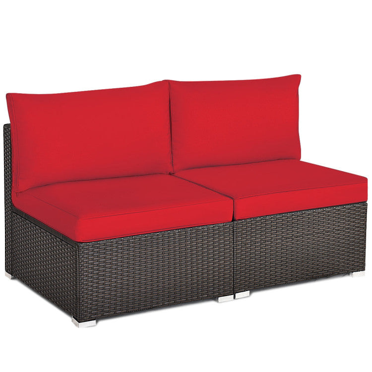 ALPULON 2-Pc Patio Rattan Sofa Set: Plush Cushions & Pillows for Ultimate Comfort