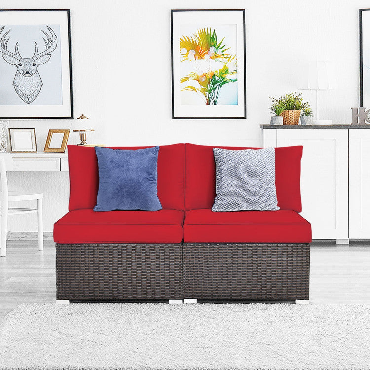 ALPULON 2-Pc Patio Rattan Sofa Set: Plush Cushions & Pillows for Ultimate Comfort