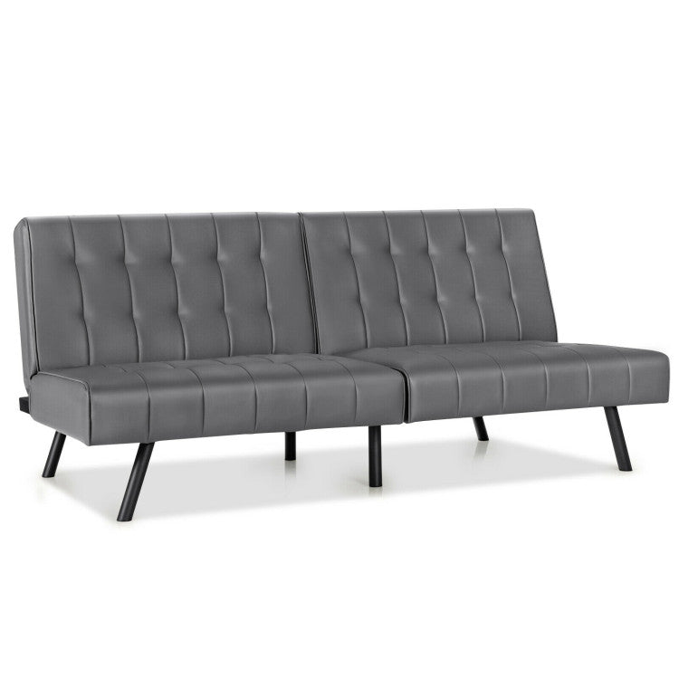 ALPULON Convertible PU Leather Sofa Bed with Adjustable Backrest for Living Room